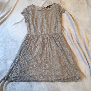 Grey lace short sleeve dress